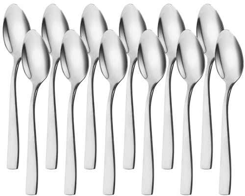 AMFUN Servierlöffel-Set, Edelstahl Löffel, Espressolöffel klein 12 stück, Esslöffel Tafellöffel, Salatlöffel, Reislöffel für großes Buffet Restaurant