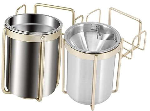 ORFOFE 2stücke Wandmontierter Aschenbecher Aus Rostfreier Praktischer Toiletten-aschenhalter Einfach Zu Reinigen Ohne Bohren Für Badezimmer Wohnräume Und Büros