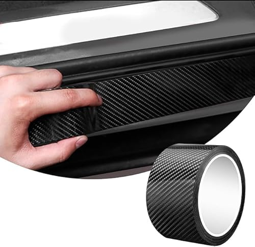 SDLDEER 7cmX3m Carbon Folie Auto Einstiegsleisten Schutz Auto Einstiegsleisten Schwarz Schutz Autofolie Universal, Kohlefaser Aufkleber für Schutz Autotürschutz Stoßstangenschutz