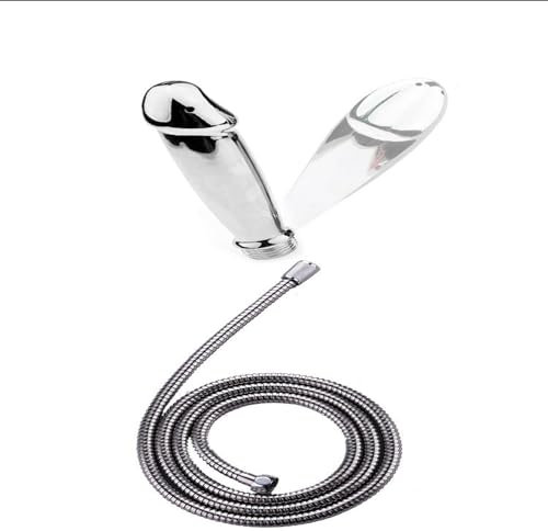 Tplkxurib Metall Dildo Analplug Butt Plug Intimdusche Duschaufsatz mit Schlauch,Vaginal Anal Dusche Darmreinigung Intimpflege Enema Irrigator Vaginaldusche Analdusche für Männer Frauen,Silber,S