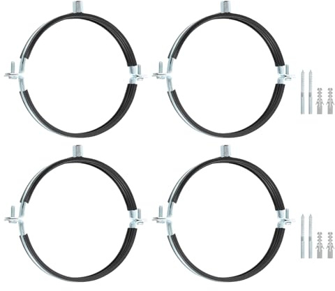 sourcing map 4 Pcs Adjustable Pipe Bracket Clamp, 6(152mm) Wall Ceiling Mount Split Ring Pipe Hanger Galvanized Iron Pipe Strap Support with Screw & Expansion Tube for Pipe Tube