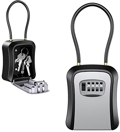 Ankilo Key Lock Box for Outside - Portable 4 Digit Combination Lockbox for House Keys - Waterproof Resettable Key Hiders Key Safe Security Storage Lock Box for Indoor Outdoor