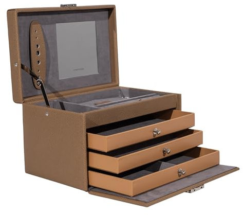 Friedrich23 Schmuckkoffer - Schmuckkasten, Classico, Leder in Echsenoptik, braun