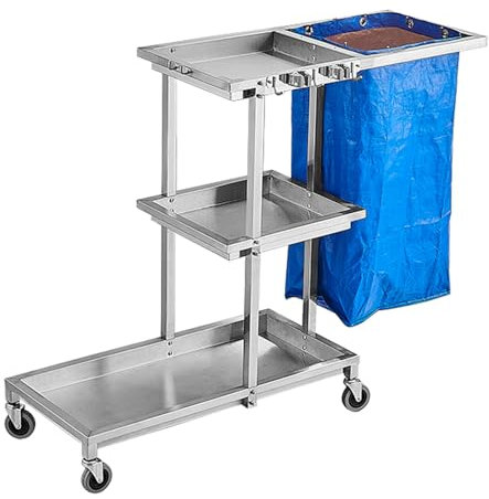Carro Limpieza Profesional, Soporte de Carga Estable, Fácil de Mover, Rejilla para Fregona, Carrito de Lavandería con Ruedas, para Hoteles, Familia
