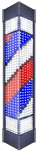 RIQHTIK Poste de luz LED para barbería, Letrero Giratorio Dorado, Rojo, Blanco y Negro, para peluquería Abierta, Resistente al Agua, Ahorra energía, Montaje en Pared,Vistoso,95X23CM