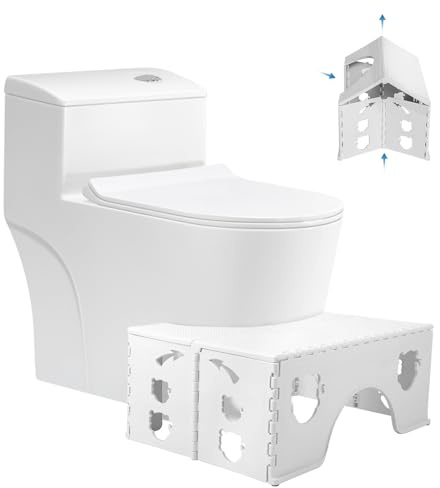 Foldable Toilet Stool, 7 Inch Ergonomic Bathroom Step Stool for Adults with Non-Slip Base, Space Saving Design, Healthy Squatting Position, Compact Toilet Squat stool