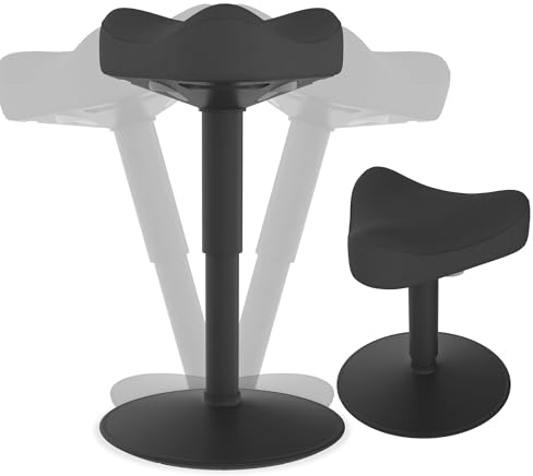 HENGMEI Ergonomisk pall, gungpall, kontorspall, ståstol, ståstol, 360° lutbar, sittpall, skrivbordspall med svängeffekt, arbetspall (47–65 cm justerbar höjd, triangel, svart)