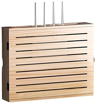 Floating TV Stand with Large Wireless Router Storage Box Wooden Set top Box and Wall Hanging Multimedia Decorative Cover Wall Shelf to Hide Cable Socket Optical Modem Modern Home Decor Solut