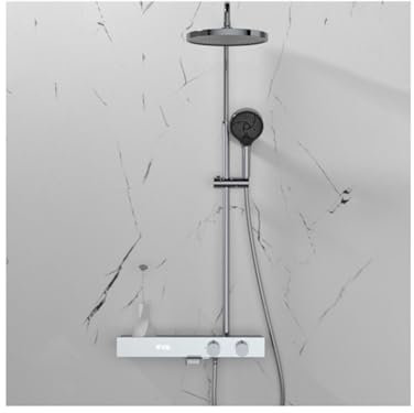WRJAHCG Wall Mount Hot And Cold Shower System,Digital Display Rainfall Shower Head with Tub Filler,Shower Panel Tower with 3 Functions Handheld Shower Bidet
