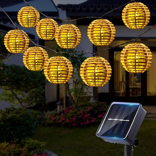 DAJASD 10 Stück Solar Lichterkette Aussen, 3.6m Solar Lampions Außen Wetterfest, 2 Modi Laternen Solarlampen,