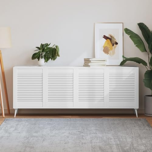 Homgoday Puertas de Armario de Madera con Diseño de Lamas - 4 Piezas, Estabilidad y Durabilidad, Decoración Multiusos
