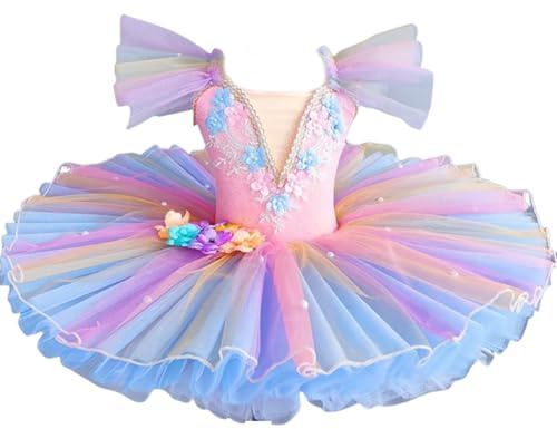 Professionell Balett Tutu Dress Girls White Swan Balett Dress Performance Dans Ballerina tävling Kostym,Pink,150