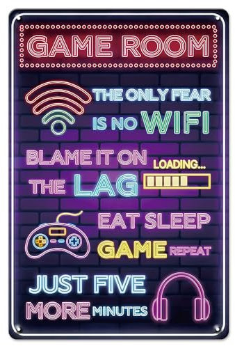 Gaming Metal Sign Gaming Accessories, Cool Gaming Poster, Video Game Decorations, Weather Resistant, Perfect for Teen Boy Room or Game Zone, Decorations Playstation 8x12 Inch