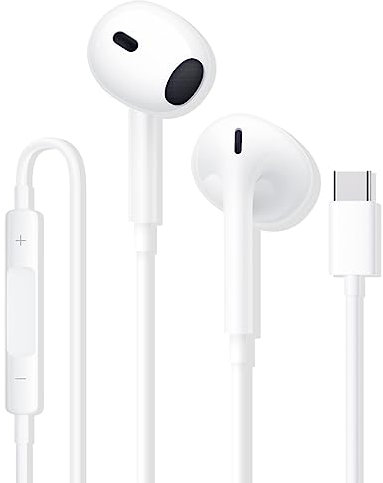 Auriculares USB C, Cascos Tipo C con Micrófono Control de Volumen Compatible con iPhone 16/16 Pro Max/15/15 Plus/15 Pro MAX/Huawei/Xiaomi/Google/Sansung Galaxy y Otros Tipo C Puertos (A1)