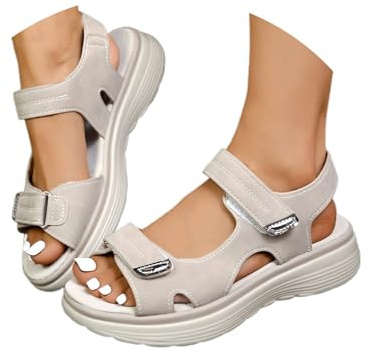 Sandale Orthopedique Femme D'Été - Crochet et Boucle Réglables Sandales de Marche Confortable Orthopédique Chaussures Plateforme Scratch Chaussure Respirantes Bout Ouvert Sandale de Plage