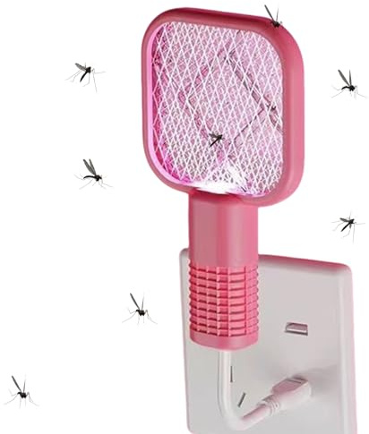Matamoscas Eléctrico,Raqueta Eléctrica Matainsectos - Lámpara con Rejilla de Seguridad para Interior Exteriores Jardín Terraza Camping Cocina Dormitorio