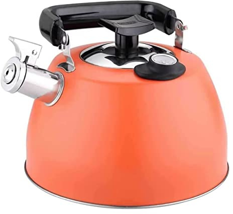 Wmmner Bouilloire À Siffler, Avec Thermomètre 304 Kitchthéier À La Température de L'Eau (Noir)/Orange/22 * 23Cm
