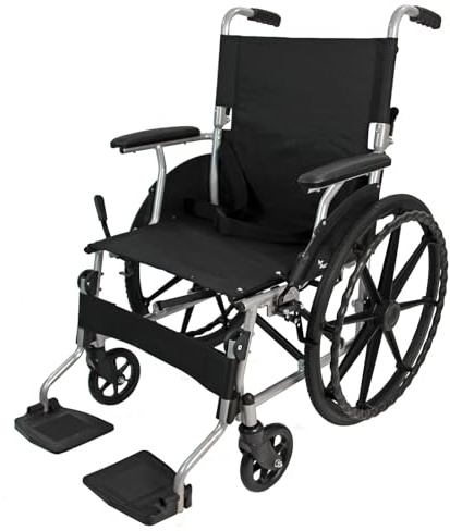 Actiasgear - Aluminium Self-Propelled Wheelchair - Lightweight, Folding, with Mag Wheels, Brakes & Armrests, Black (YES - I am VAT Exempt)