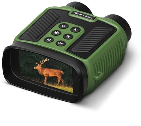 Digitales Fernglas, mit 7,6 cm LCD-Bildschirm, 4K-Aufnahme, optischer Zoom, 8-facher Digitalzoom 850 nm LED, für Vogelbeobachtung, Wandern, Camping, Jagd (Grün 4K)