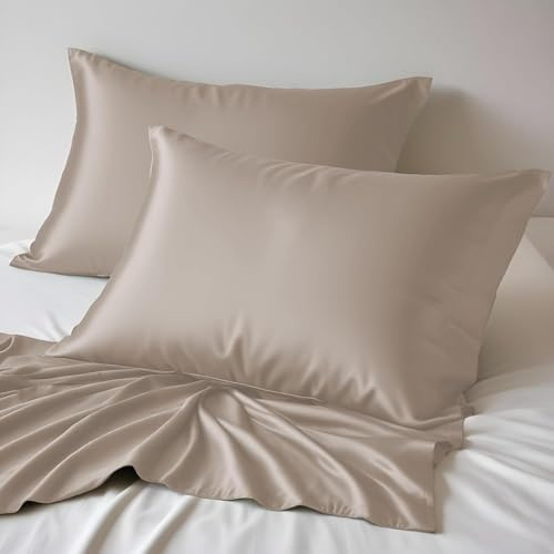 LINENWALAS Kissenbezug 80x80 Bambus, 2er-Set, 100% Bambus Weiche Kissenbezüge aus Bambusseide für Haar und Haut, kühlende Kissenbezüge (80 x 80 cm, Maulwurf)