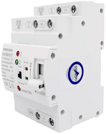 Interruptor de Transferencia Automático de Doble Potencia, DIN 2P 63A ATS Dual Power Automatic Transfer, Interruptores Selector eléctrico 220V, Conmutador de Alimentación