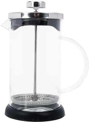 SOLUSTRE Prensa de Café Manual Portátil con Espumador de Leche Reutilizable de Cafetera de Vidrio y Acero Inoxidable para Uso Doméstico Prensa Francesa Grande con Tapa Resistente y Filtro