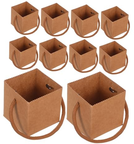 Kraftpapier Blumentüten mit Griff 50 Stück für Sukkulenten | Beschichtung, Stabile Wurzelstütze, 2,5x2,5 Zoll für Sträuße und Topfpflanzen
