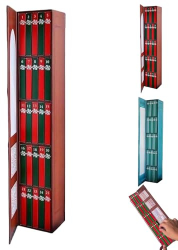 Calendario de Adviento con Mini Libros 2025, Calendario de Adviento 2025 con mini libro,Calendario de Cuenta Regresiva y Adornos (24 Libros) para Navidad y Decoración para el Hogar para Amantes de los