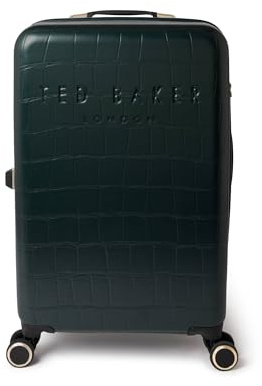 Ted Baker Icon Case Medium 68cm, Forest Green Croc, TSA Lock, 77L | Hard Shell 4-Wheel with TSA Lock, Lightweight ABS Designer Luggage, Organised Interior with Compartments