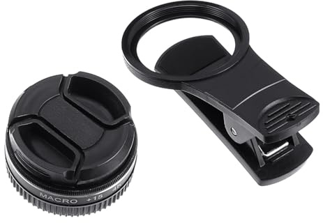 IWOWHERO Obiettivo Macro per Cellulare 15X 37Mm Clip Lente per Fotocamera Telefono Alta Definizione 4K Anello Antiscivolo Resistente per Fotografia Ravvicinata da 3-6 CM