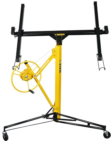 11' Drywall Lift RocwooD Panel Hoist Plasterboard Jack Lifter Rolling Tool 68KG 121cm x 487cm Pannels 150lbs/68KG 86cm-335cm 12 Month Warranty Caster Wheels