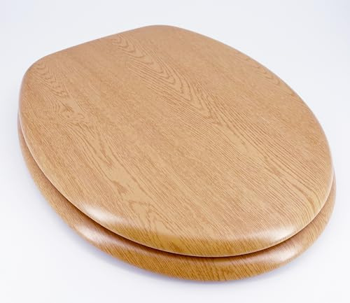 WC Deckel Toilettendeckel WC Sitz Klobrille Eiche mit Holzkern und Edelstahlscharnieren