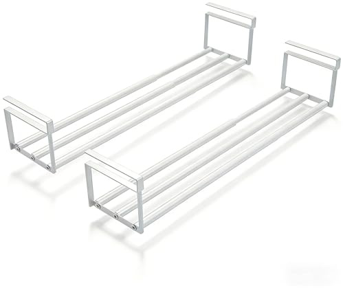 MZPQALRS 2 Pezzi Scarpiera Appendibile Per Armadio, Retrattile 40-70 cm, Ripiani Regolabili Sotto I'armadio, Scarpiera Salvaspazio,per Porta Scarpe da Ingresso, Armadio, Cucina e Ripostiglio(Bianco)