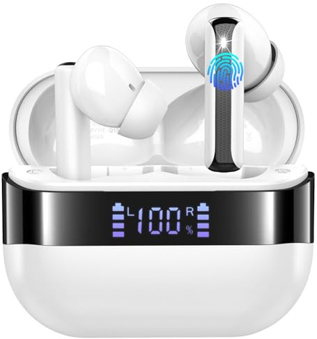 Wireless Headphones Bluetooth 5.4 Earbuds, 50+Hrs Hi-Fi Stereo Deep Bass Ear buds, 4 ENC Noise Cancelling Mic Bluetooth Earphones in Ear, IP-X7 Waterproof USB-C Headset Sport for Phones Laptop Pad