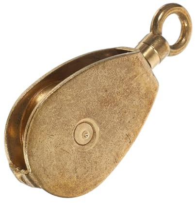 Kisangel Brass Flagpole Pulley Block, Single Wheel Swivel Deck Hardware, Golden 38mm, for Rope and Flag, for Boats and Vessels