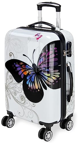 Monzana Maleta rígida Butterfly M livianas Equipaje de Viaje de 42L con Ruedas 360° Trolley 2 Asas valija Multicolor