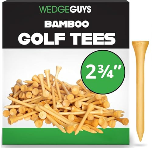 Wedge Guys Bamboo Golf Tees 2-3/4 & 3-1/4 | 100,250,500 or 1000 pcs. | Extra Durable & Stronger Than Wood Tees | Biodegradable & Less Friction | PGA Professional Approved, Golf Tees Bulk Bag
