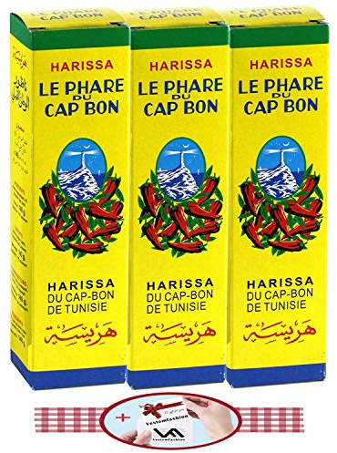 Le Phare du Cap Bon Harissa Sauce, The Taste of North Africa (Tunisia), Pack of 3 x 140g Large Tubes , and 1 x Exclusive Small Gift from Vestemefashion Team
