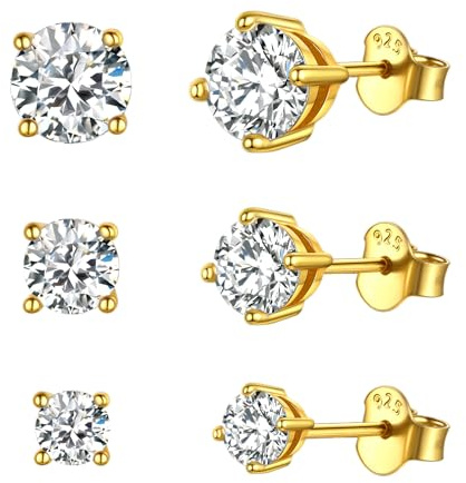 ChicSilver 925 Sterling Silber glitzer Ohrstecker Set mit Zirkonia+Bunter Rund Topas Ohrstecker Fächerform Ohrstecker Kristall bunten Schmuck für Frau Mutter als Geschenke