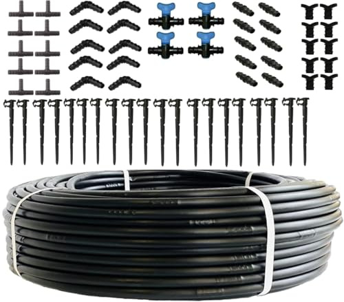 UZMAN Tropfschlauch 100 Meter Perlschlauch 33cm Tropferabstand Tropfrohr 16 mm Gartenbewässerung Gartenschlauch