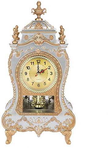 Joyzan Tischwecker, Wanduhr mit Pendel und Glockenspiel, Vintage Uhr Pendel | Klassische Vintage-Tischuhr im europäischen Stil, antike Uhr für Zuhause, Wohnzimmer, Schlafzimmer[Weiß]