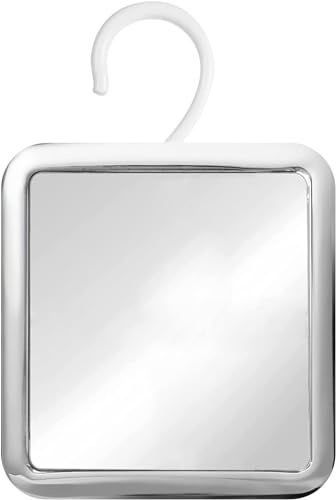 MIRRORVANA Fogless Hanging Shower Mirror for Shaving, 16cm x 16cm (Chrome) | Anti Fog Hang Mirror with Hook, Shatterproof & 360° Swivel for Bathroom - True Reflection for Shaving & Everyday Confidence