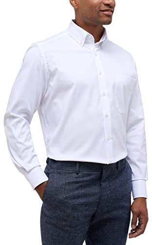 ETERNA Comfort Fit Cover Hemd Langarm Button Down Kragen Blickdicht weiÃ Größe 43