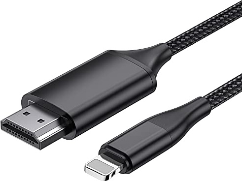 HDMI-Kabel für iPhone, HDMI-Konverterkabel 2,0 m, Phone/Pad/Pod auf TV, HDMI-Verbindungskabel, iOS 11, 12, 13, 14, YouTube TV-Ausgang, High Definition HD1080P schwarz