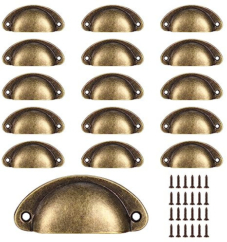 VARHHUXHA 16 Poignées de Tasse Coquille, Poignées de Tirage de Tiroir Vintage, Poignées et Boutons de Porte de Placard de Cuisine Rétro Semi-cercle, Poignées de Porte de Commode de Meuble(bronze)