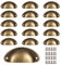 VARHHUXHA 16 Manijas de Copa Vintage para Cajón de Muebles, con Tornillos, Pomos y Tiradores de Puerta de Armario de Cocina Retro Semicírculo(bronce)