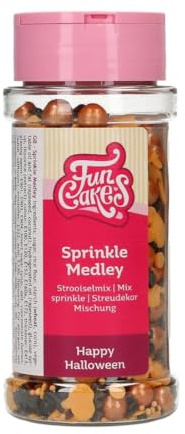 FunCakes Streusel Medley Zuckerstreusel, Happy Halloween, 65 g | Guter Geschmack, Perfekt zum Dekorieren von Eis, Kuchen, Cupcakes, Cake Pops, Donuts und Kekse, Sprinkle Streusel Mix