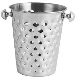 Morleos Sektkühler Hammerschlag Edition | Farbe: Silber | 19,7x23cm 7 Liter | Edelstahl | Flaschenkühler Weinkühler Champagnerkühler Getränkekühler Eiswürfelbehälter Eiseimer Gastronomie Barzubehör