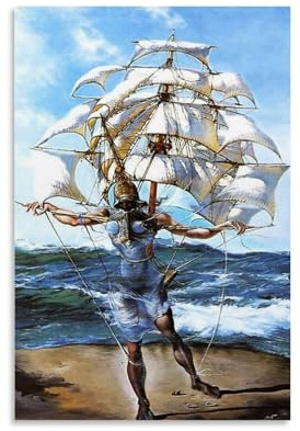 Das Schiff von Salvador Dalí Maler-Kunstwerk, Poster, Geschenke, Leinwand, Gemälde, Wandkunst, dekorativer Bilddruck, modernes Dekor, 40 x 60 cm