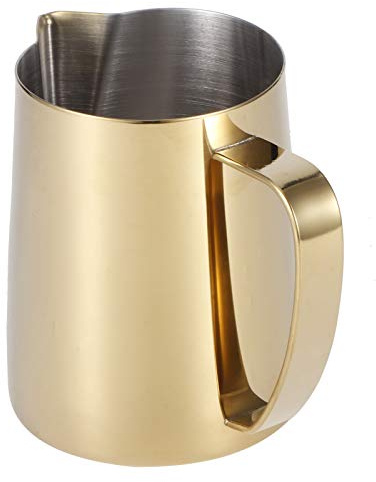 Jarra Leche Barista 304 Acero Inoxidable, Taza para Espumar Leche de 600 ml Jarra de Leches con Medición e Lápiz Decorador para Capuchino, Espresso(600ml)